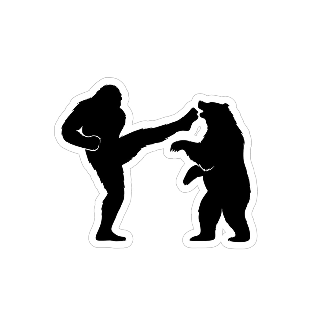 Bigfoot Grizzly Kick Outdoor Sticker, Waterproof, Car Decor, Nature Lover Gift, Die-Cut Vinyl, Adventure Decor, Camping Supplies