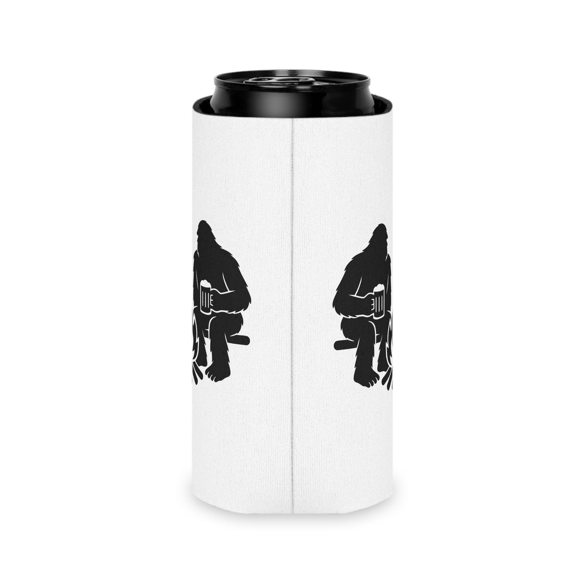 Cryptid Can Cooler - Bigfoot & Mothman Coozie - Sasquatch Beer Sleeve - Funny Cryptid Gift for Campfire or BBQ
