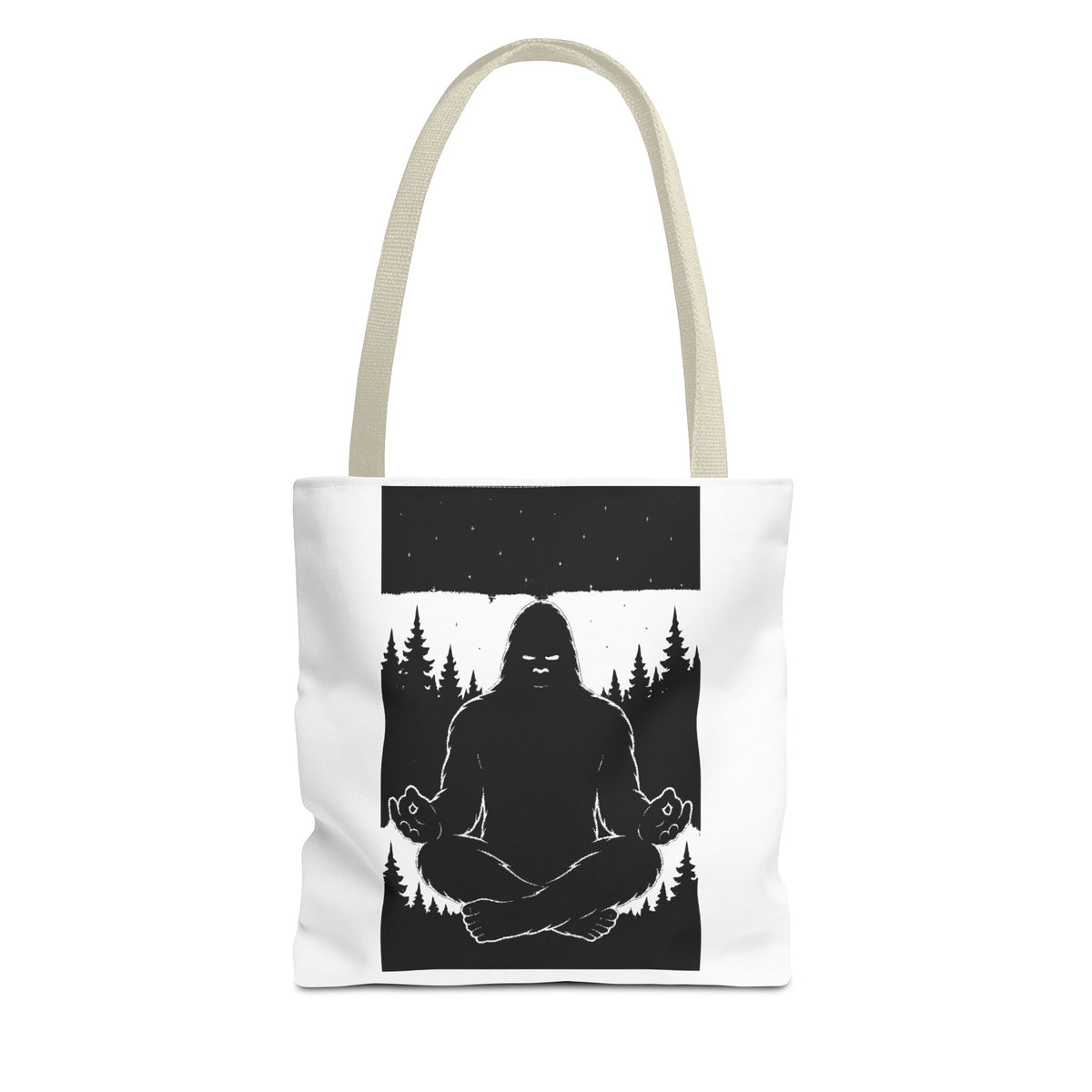 Mystical Sasquatch Tote Bag, Outdoor Adventure, Eco-Friendly Sac, Gift for Nature Lovers, Yoga Enthusiasts, Unique Design