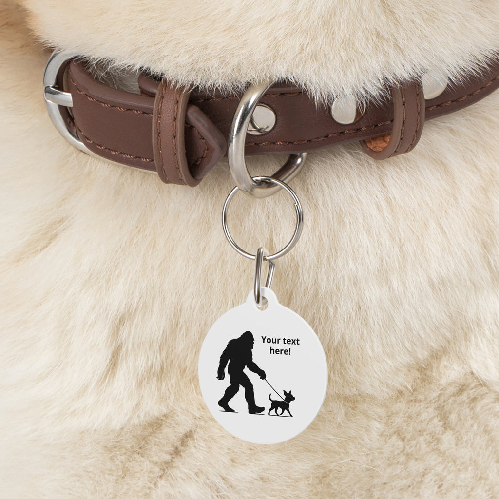 Bigfoot Walking Chihuahua | | Dog Pet Tag | Custom Text Engraved