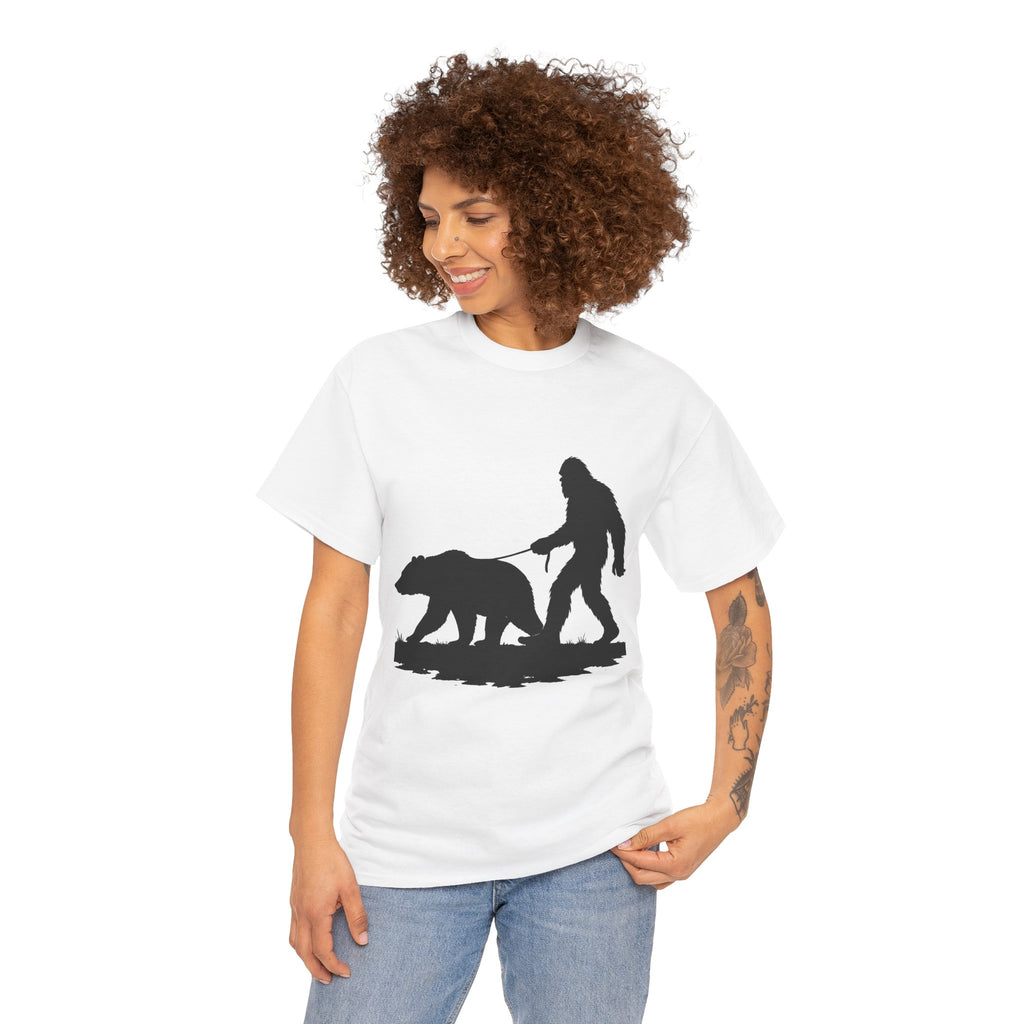 Bigfoot Pet Grizzly T Shirt, Unisex Heavy Cotton Shirt, Wilderness Lover Gift, Nature Exploration Apparel, Sasquatch T-Shirt