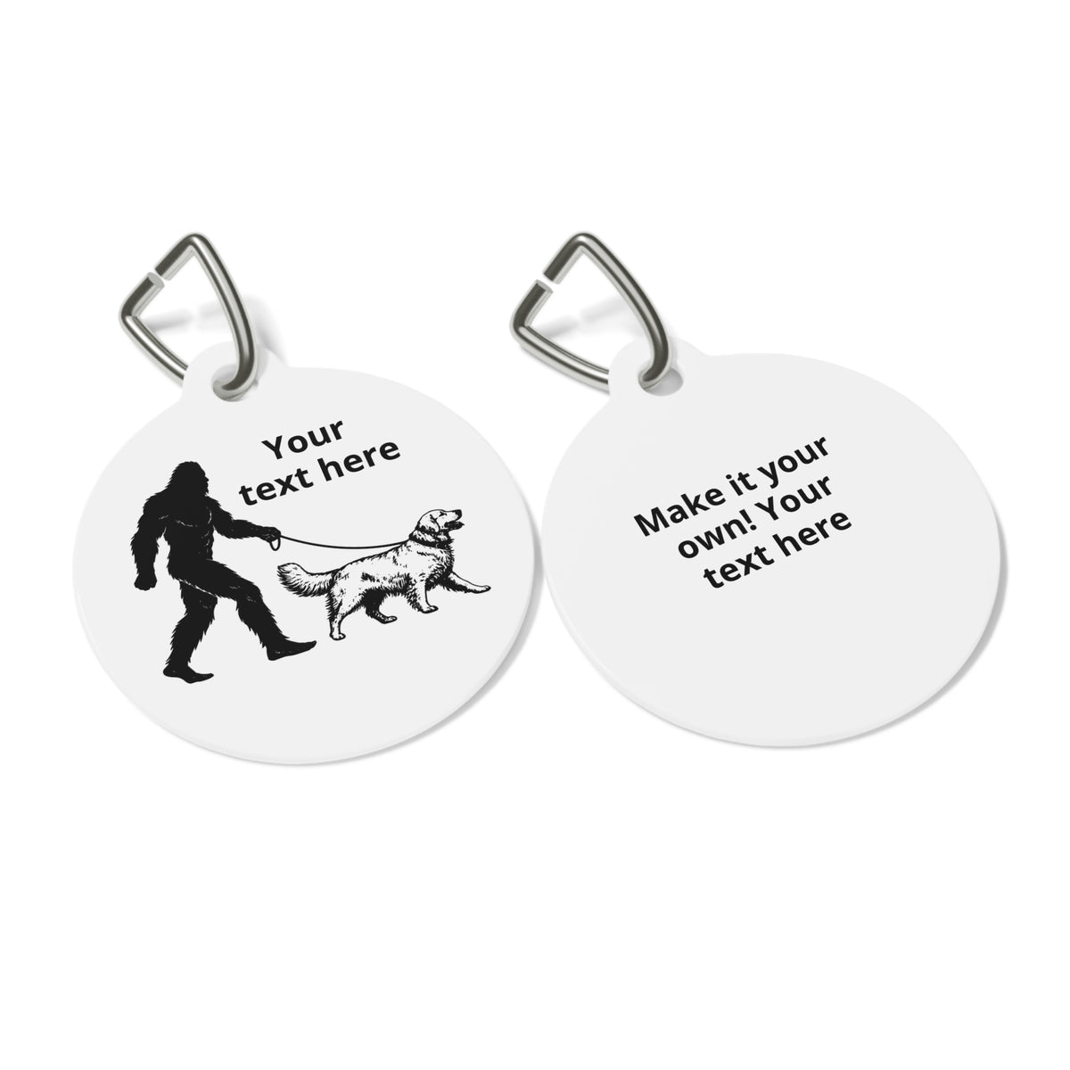 Bigfoot Walking Golden Retriever Dog Pet Tag 1 | Custom Engraved Round ID Tag