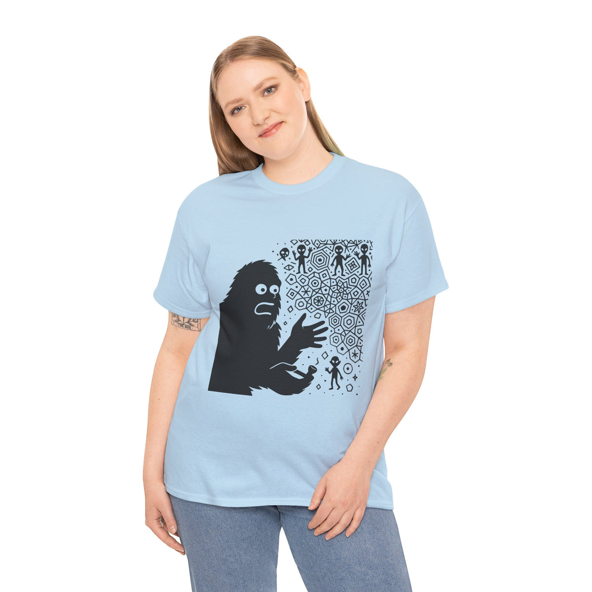 Bigfoot Spirit Molecule Unisex Heavy Cotton Tee, Gift for Nature Lovers, Unique Graphic Tee