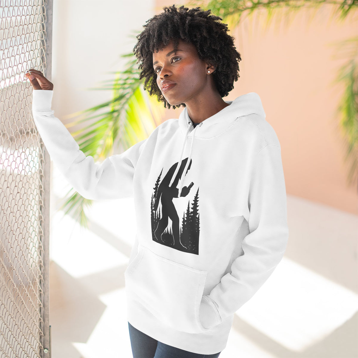 Sasquatch Smart Phone Addict Three-Panel Fleece Hoodie