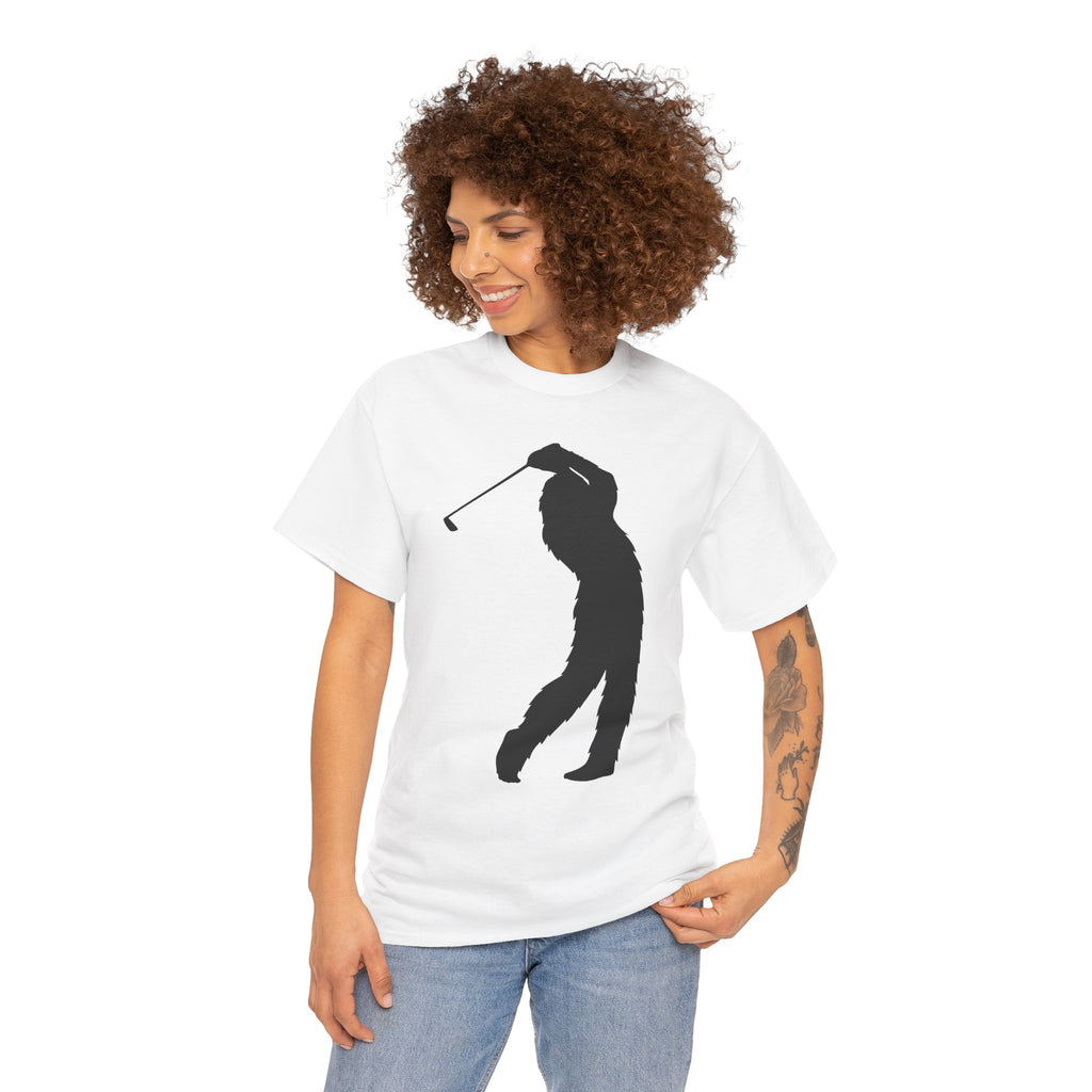 Sasquatch Golf Swing Silhouette Unisex Heavy Cotton Tee, Perfect for Golfers, Sports Lovers, Casual Wear, Gift for Him/Her, Everyday Comfort