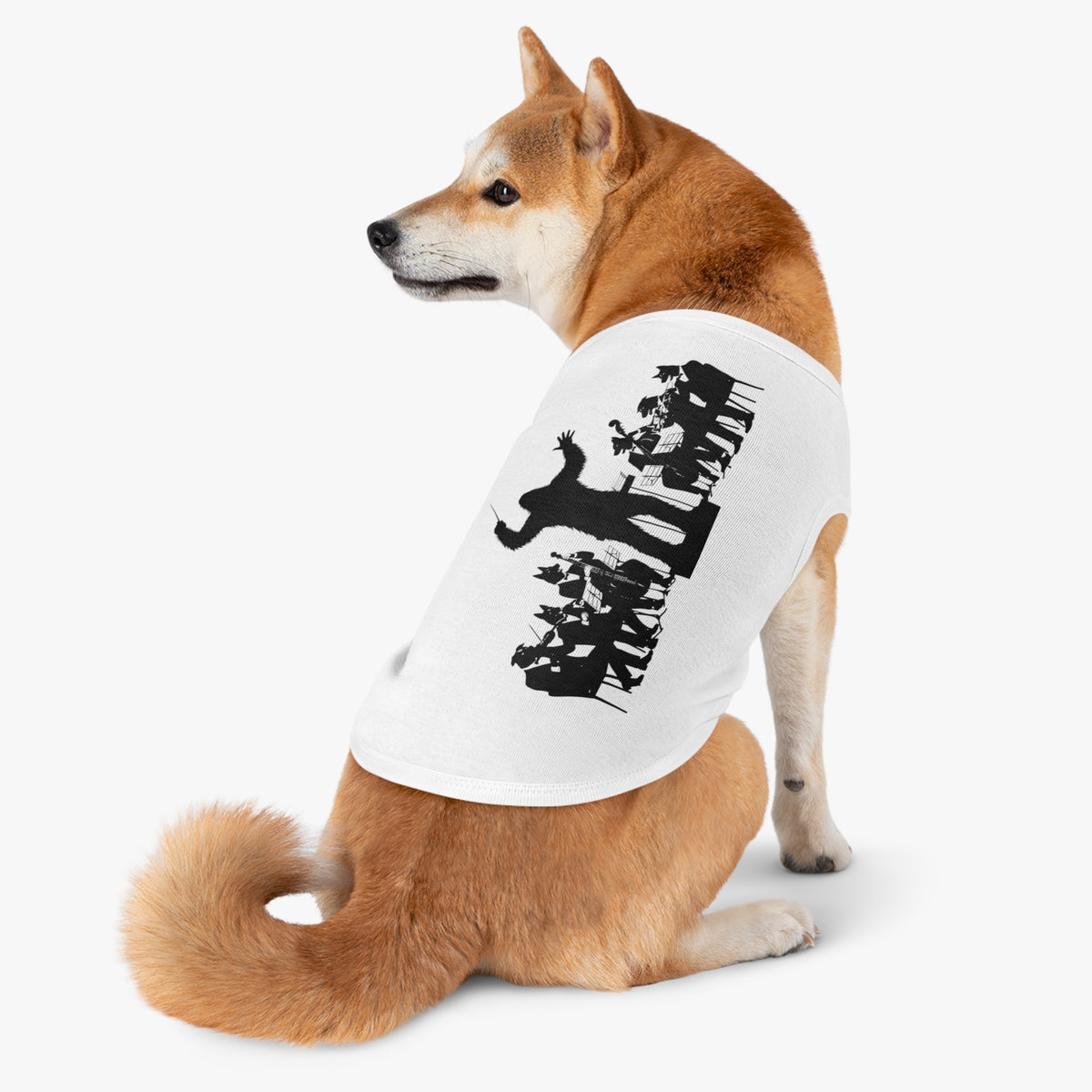 Bigfoot Conducting Dogman Orchestra Silhouette Pet Tank Top | Cryptid Dog Shirt, Gothic Puppy Tee