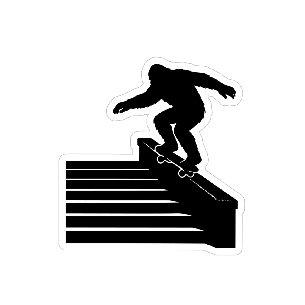 Sasquatch Hubba Skateboarding Sticker, Transparent Die-Cut, Perfect for Cars, Laptops, and Skateboards