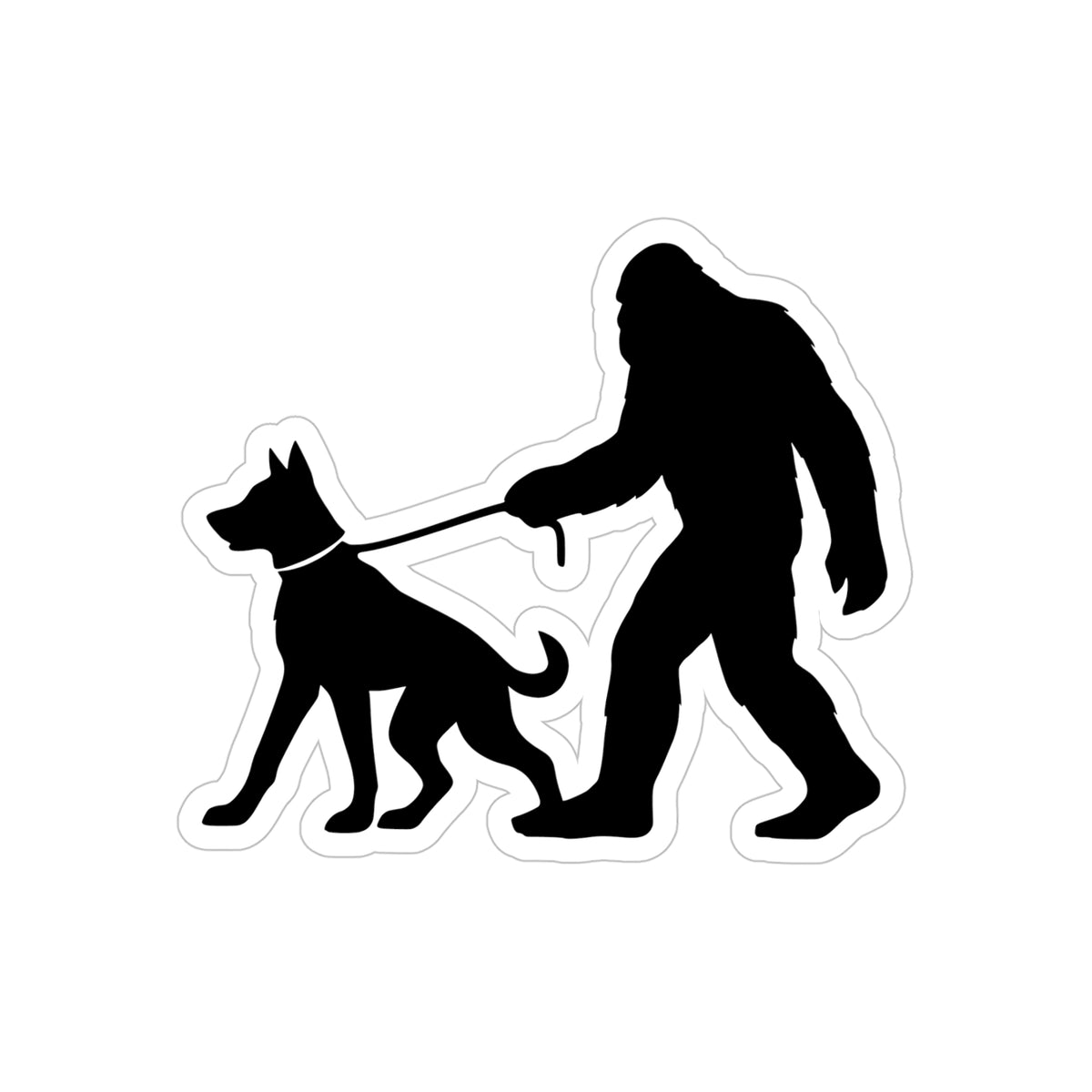 Bigfoot Dog Walk Outdoor Sticker, Die-Cut Sasquatch Vinyl Decal for Car, Laptop, Water Bottle, Hiking Gear, Pet Lovers Gift