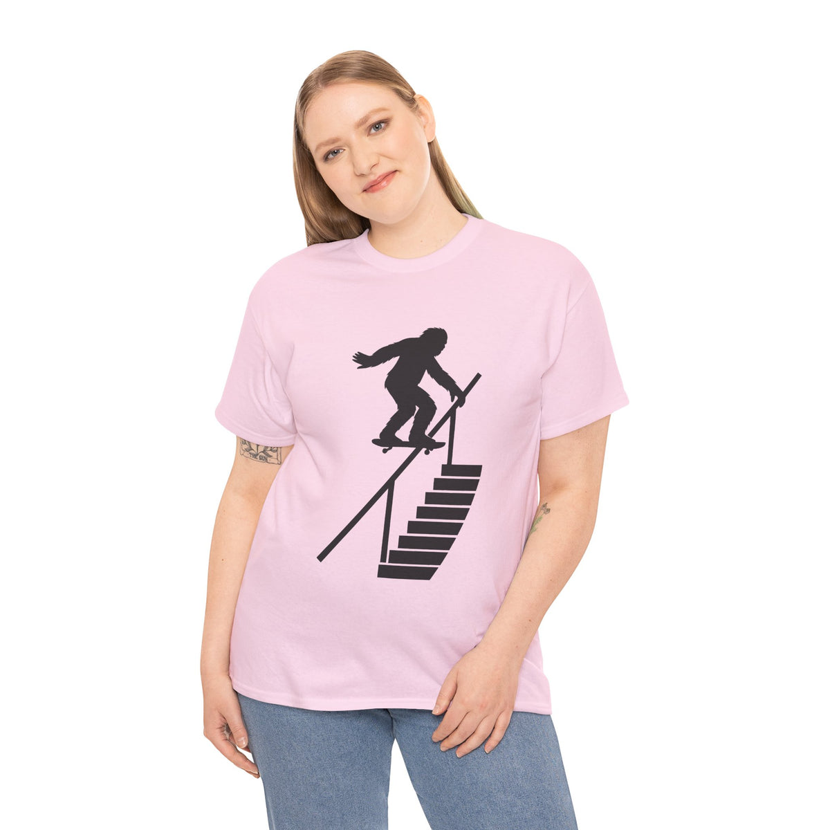 Sasquatch Backside Lipslide Handrail Unisex Heavy Cotton Tee, Skate T-Shirt, Gift for Skateboard Lovers