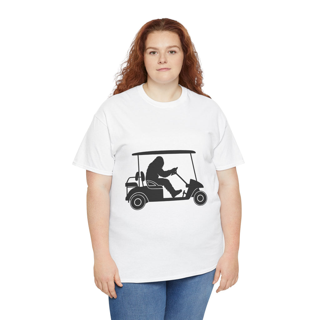 Bigfoot Golf Cart Fun Unisex Tee, Humor Tee, Golf Lover Shirt, Gift for Golfers, Relaxed Casual Wear