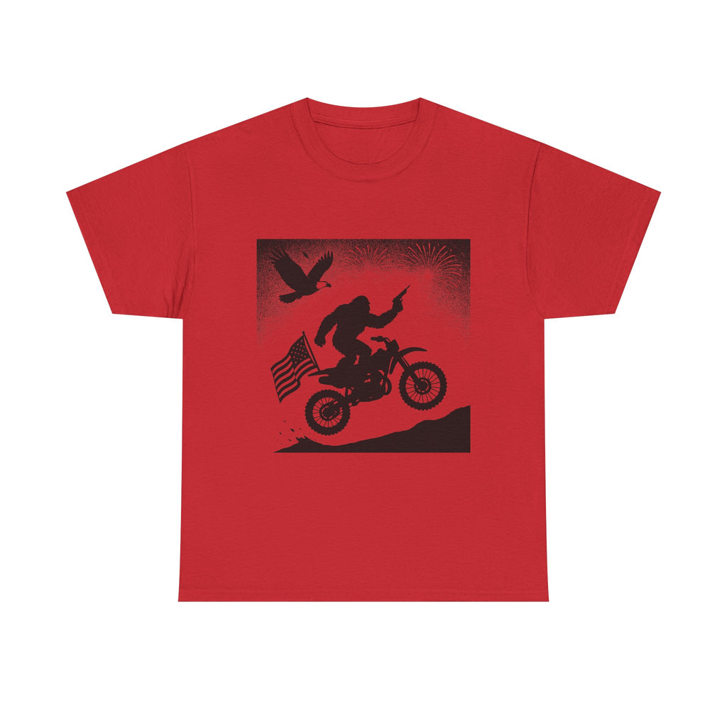 American Sasquatch Unisex Heavy Cotton Tee | Motorcycle Tee, Patriotic Clothing