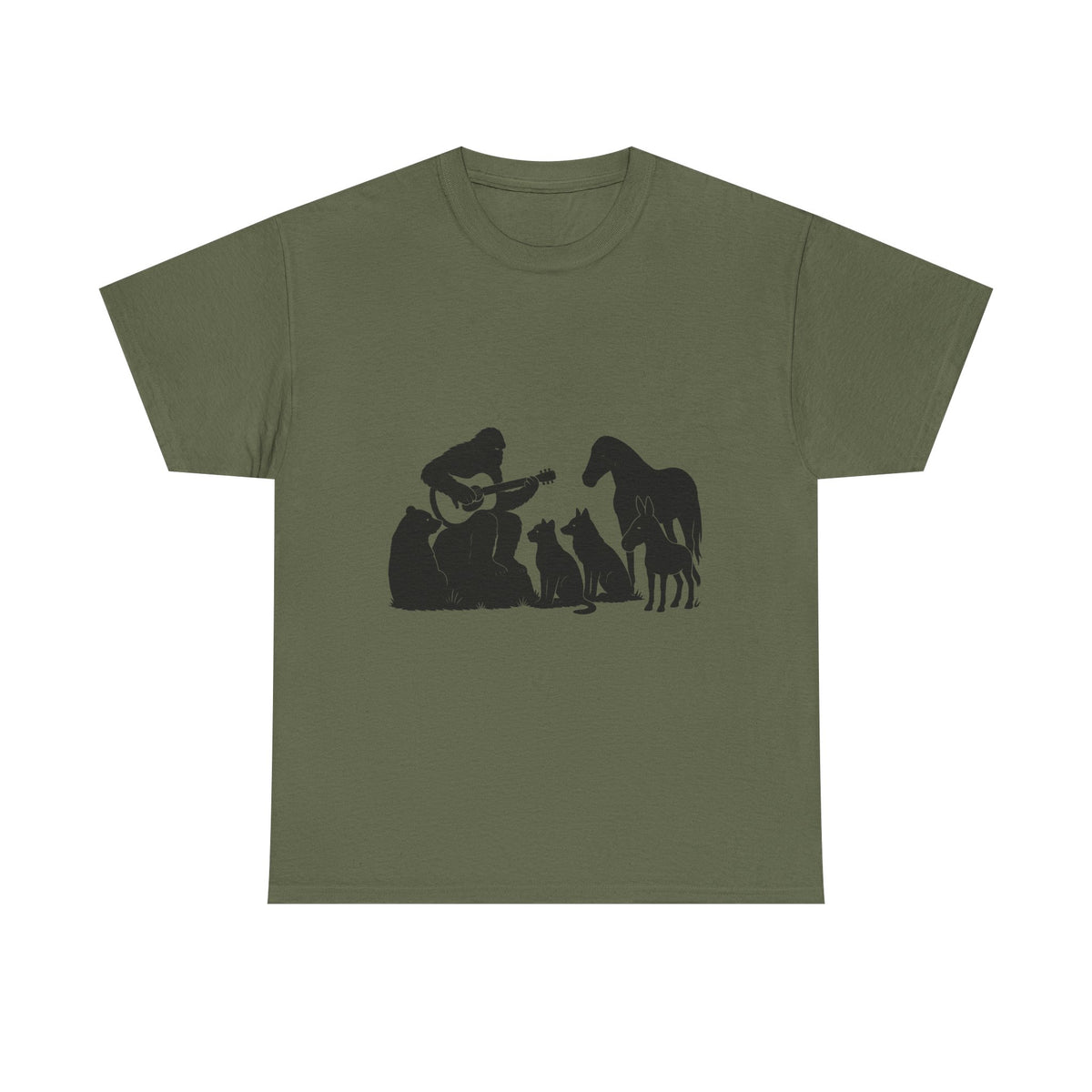 Sasquatch Serenade Tee | Animal Lover Shirt, Gift for Musicians, Pet Owner Apparel, Unisex Cotton Tee, Cryptids, Nature
