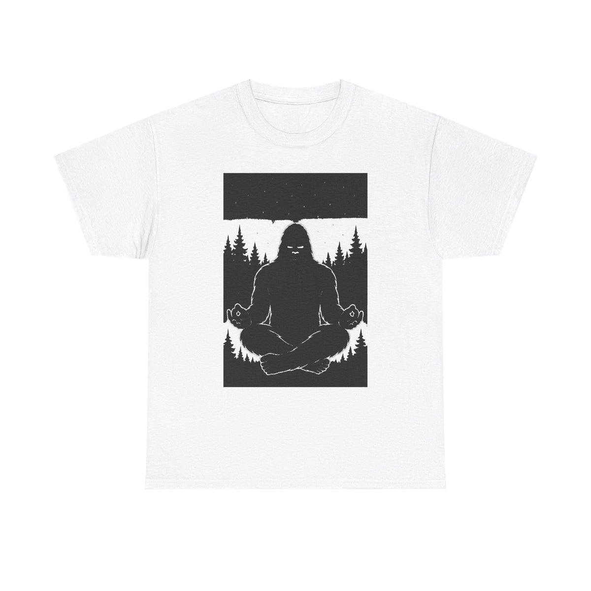 Bigfoot Meditating Tee, Unisex Heavy Cotton Tee, Nature Lovers Shirt, Gift for Outdoor Enthusiasts, Wilderness Exploration Wear, [...]