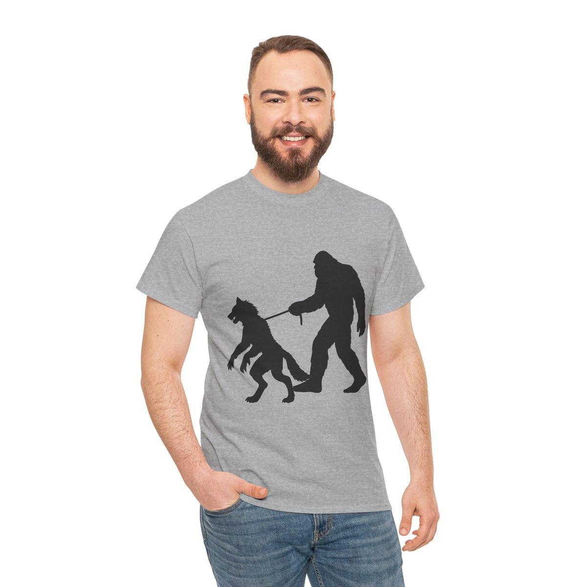 Bigfoot Walking Dogman Unisex Tee,  Sasquatch Fan Apparel
