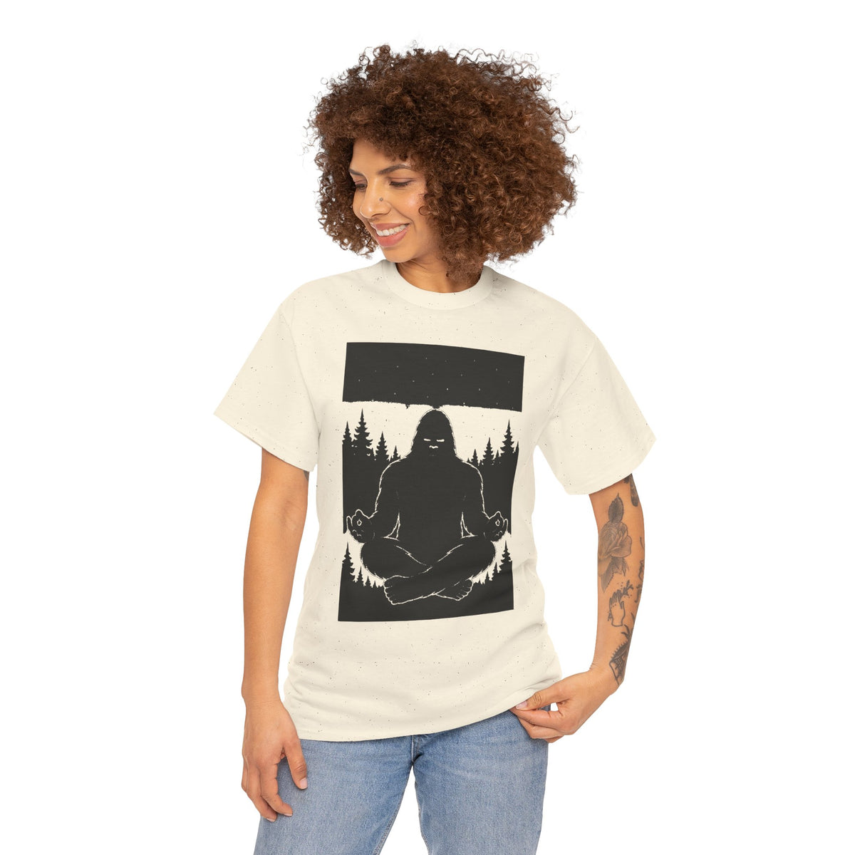 Bigfoot Meditating Tee, Unisex Heavy Cotton Tee, Nature Lovers Shirt, Gift for Outdoor Enthusiasts, Wilderness Exploration Wear, [...]