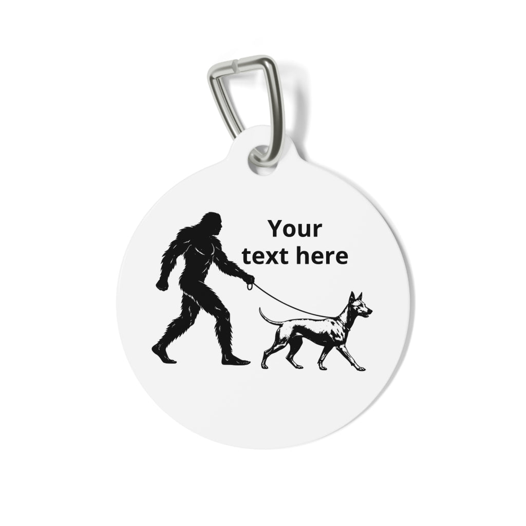 Bigfoot Walking Xoloitzcuintli Dog pet tag | Personalized Round Pet ID Tag, Custom Text