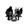 Sasquatch Mothman Camp Fire Outdoor Die-Cut Stickers for Campers, Cryptid Lovers, Adventure Decor, Vinyl Bumper Sticker, Art