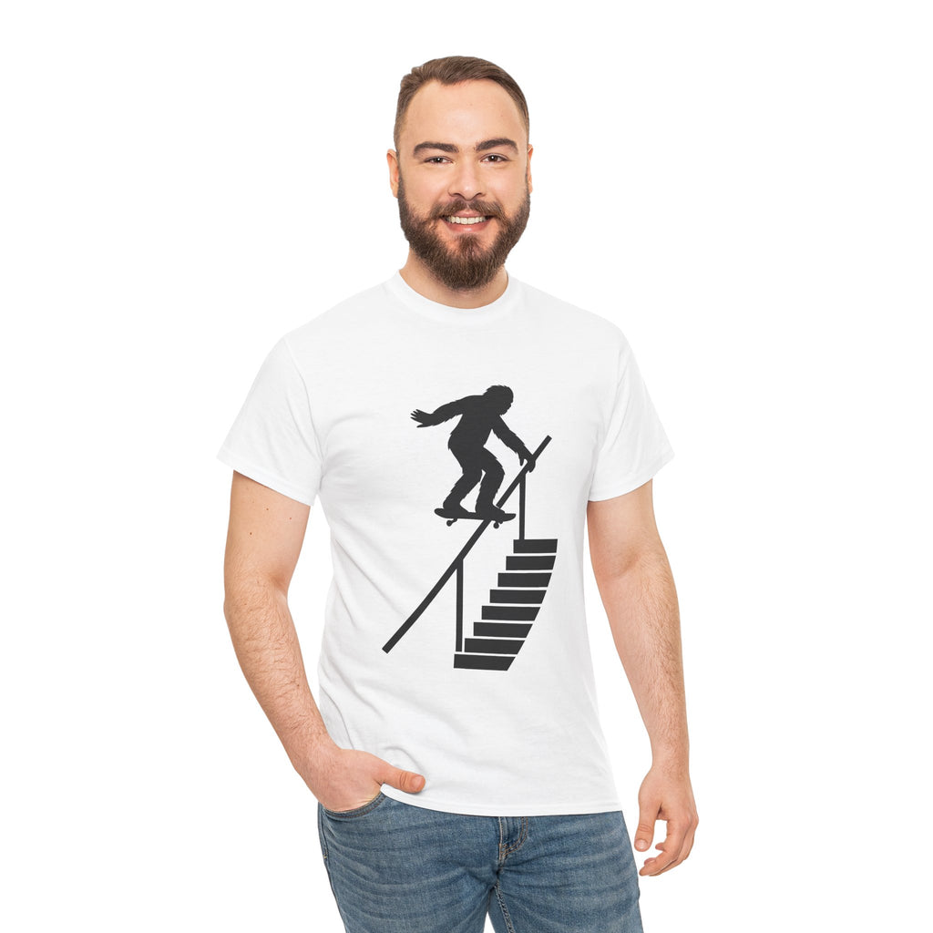 Sasquatch Backside Lipslide Handrail Unisex Heavy Cotton Tee, Skate T-Shirt, Gift for Skateboard Lovers