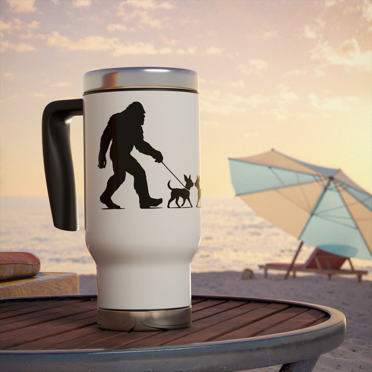 Sasquatch Chihuahua Travel Mug, Perfect for Dog Lovers, Outdoors, Hiking Gift, Camping Accessory, 14oz Stainless Steel Insulated Cup