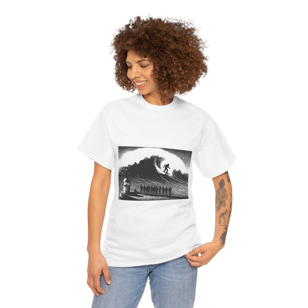 Sasquatch Nazaré Big Wave Surf Unisex Heavy Cotton Tee