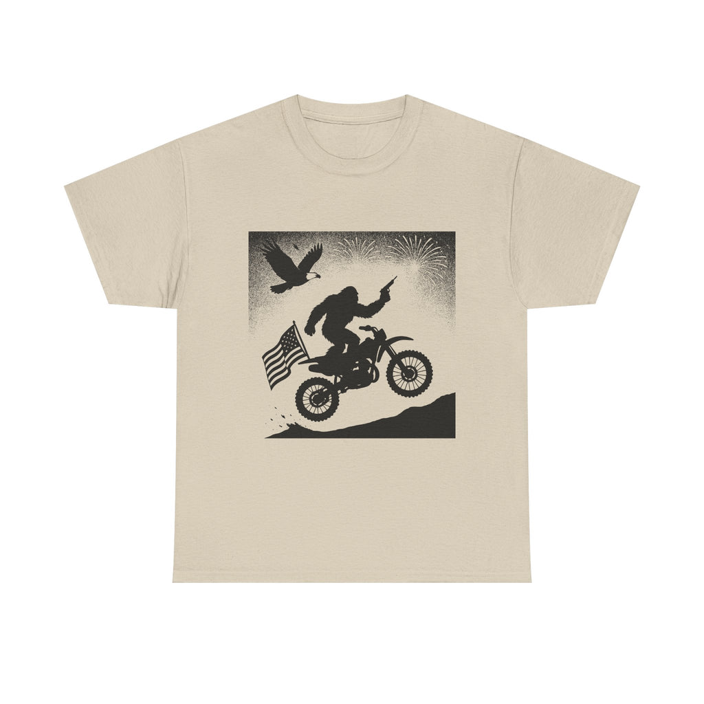 American Sasquatch Unisex Heavy Cotton Tee | Motorcycle Tee, Patriotic Clothing