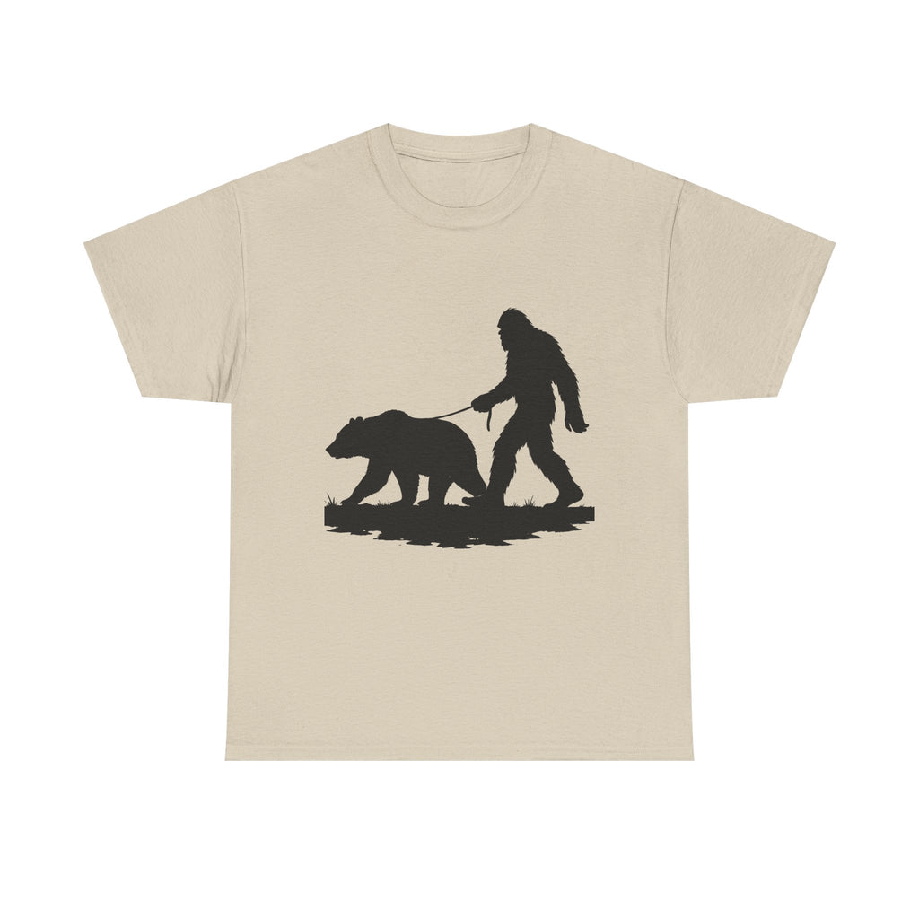 Bigfoot Pet Grizzly T Shirt, Unisex Heavy Cotton Shirt, Wilderness Lover Gift, Nature Exploration Apparel, Sasquatch T-Shirt