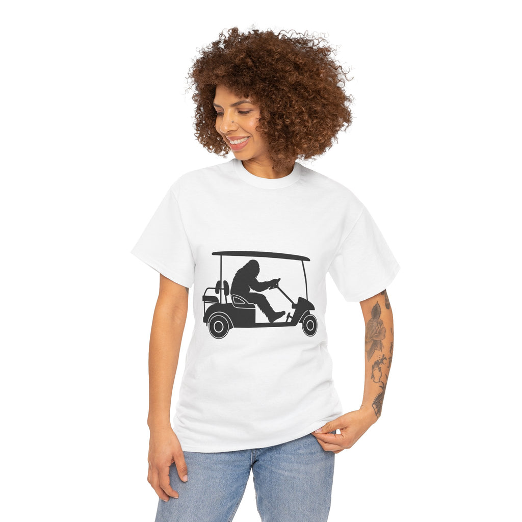 Bigfoot Golf Cart Fun Unisex Tee, Humor Tee, Golf Lover Shirt, Gift for Golfers, Relaxed Casual Wear