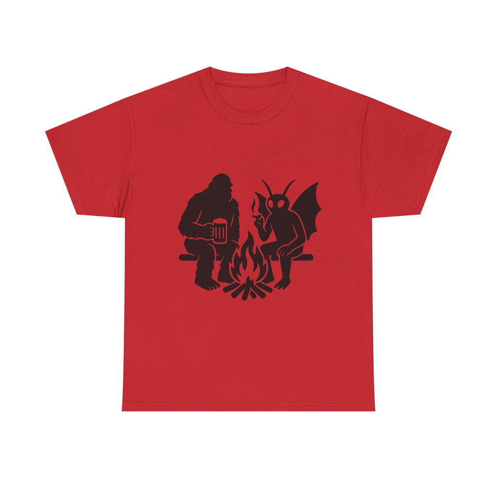 Sasquatch Mothman Campfire Tee - Perfect for Cryptid Enthusiasts