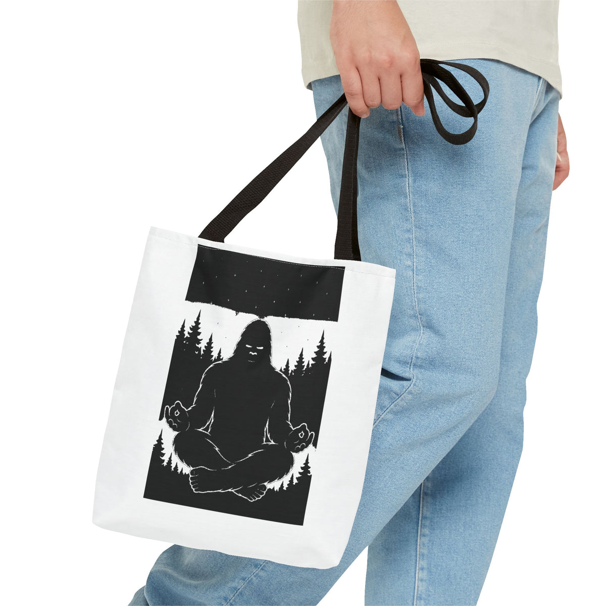Mystical Sasquatch Tote Bag, Outdoor Adventure, Eco-Friendly Sac, Gift for Nature Lovers, Yoga Enthusiasts, Unique Design
