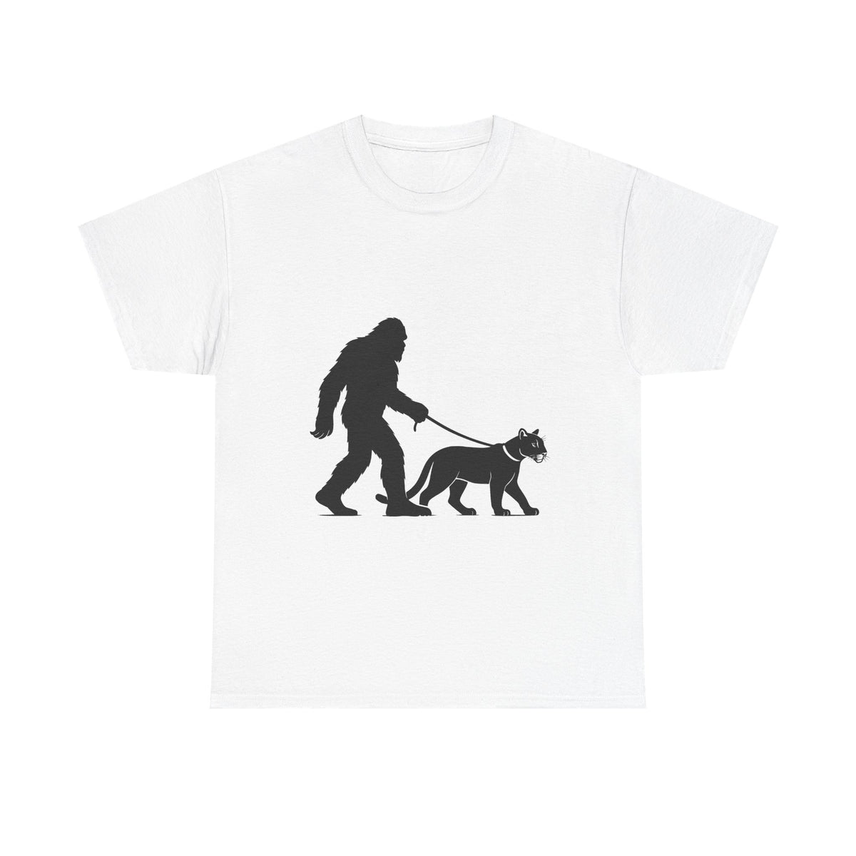 Bigfoot Walking Cougar, Outdoor Lover Gift, Funny Sasquatch Shirt, Nature Lover Apparel, Unique Graphic Tee