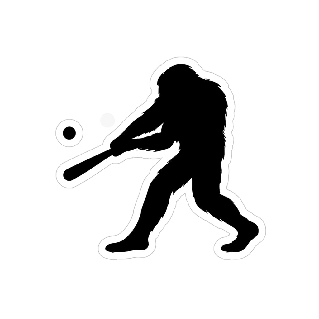 Bigfoot Home Run Baseball Die-Cut Sticker, Outdoor Car Decal, Playful Vinyl, Fun Gift for Sports Lovers, Humor Sticker for Water Bottles