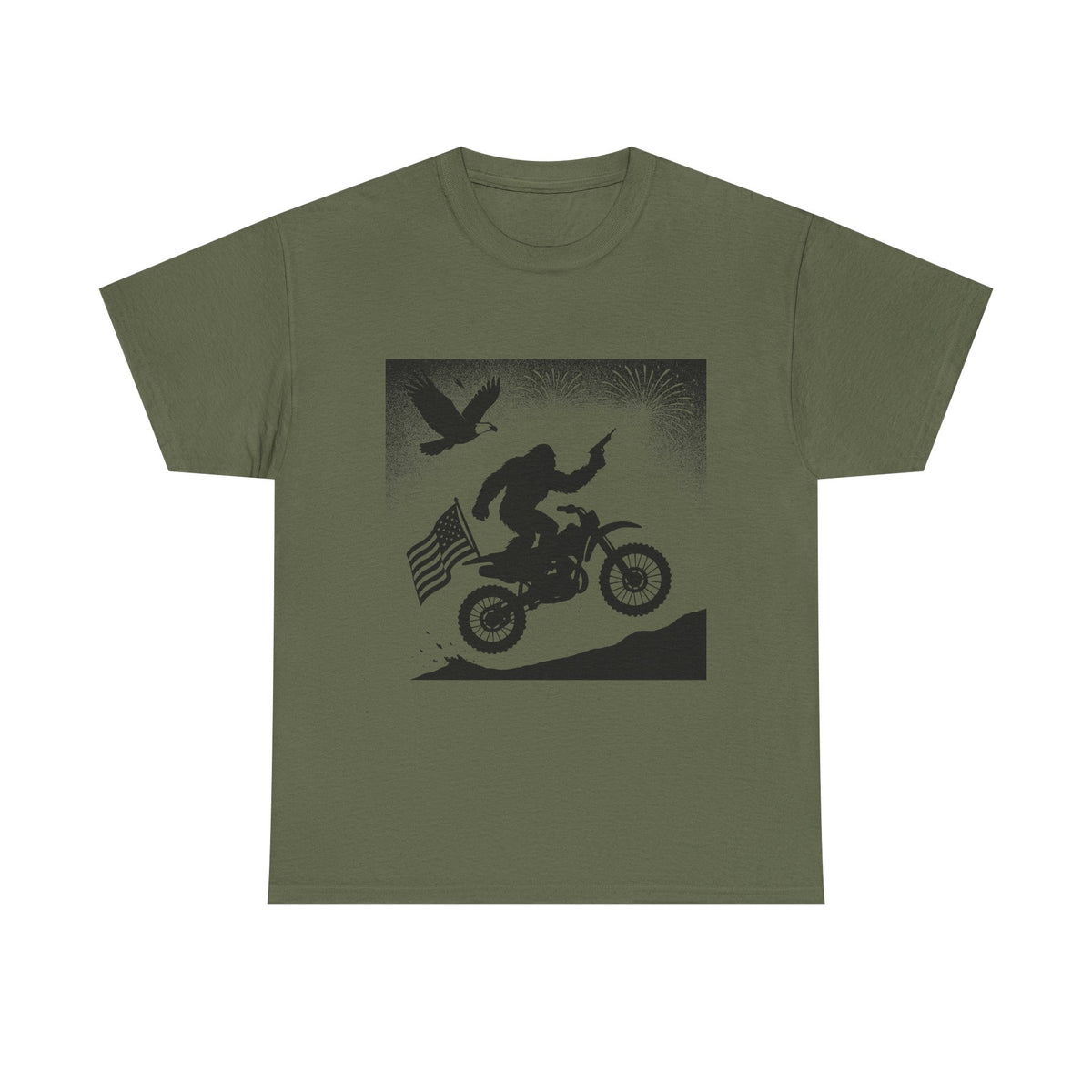 American Sasquatch Unisex Heavy Cotton Tee | Motorcycle Tee, Patriotic Clothing