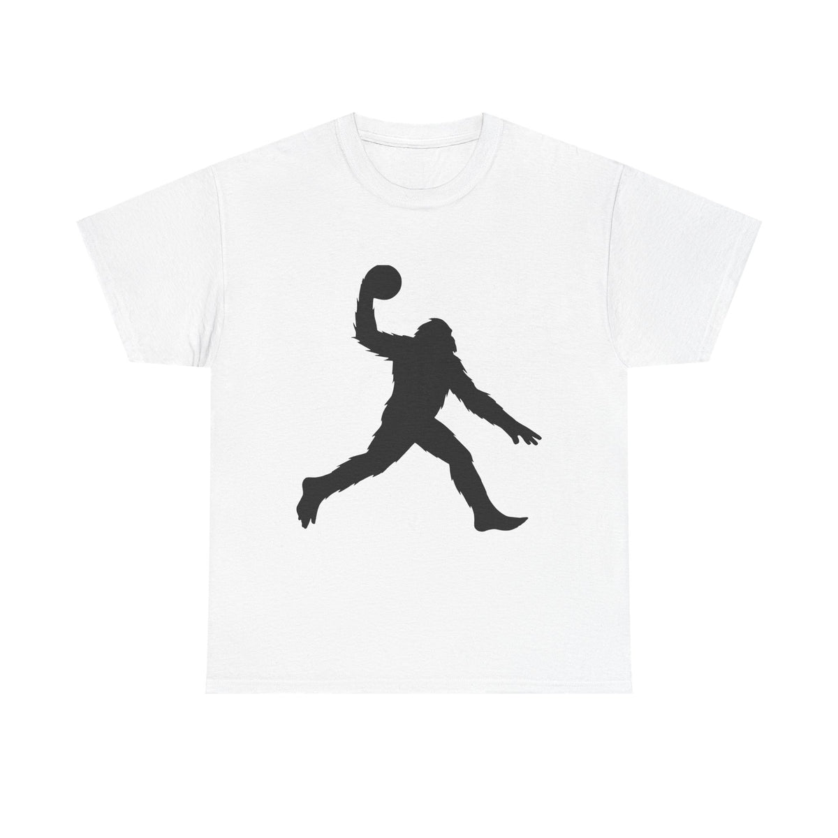 Bigfoot Slam Dunk Unisex Heavy Cotton Tee, Sporty Shirt, Funny Apparel, Gifts for Basketball Lovers, Unique Humor Tee