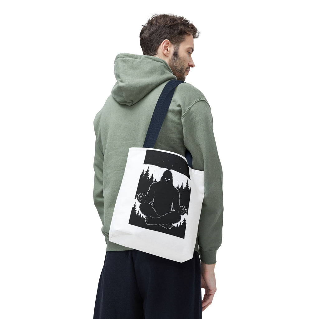 Mystical Sasquatch Tote Bag, Outdoor Adventure, Eco-Friendly Sac, Gift for Nature Lovers, Yoga Enthusiasts, Unique Design