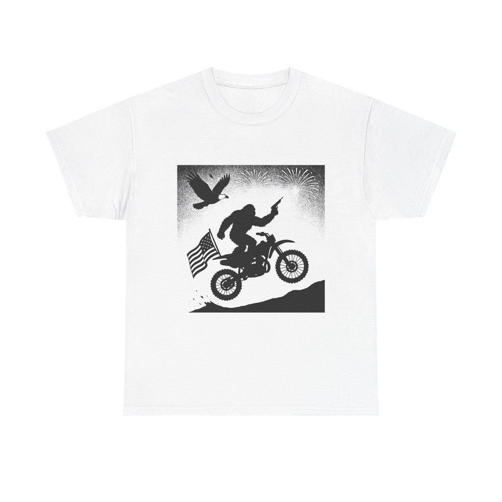 American Sasquatch Unisex Heavy Cotton Tee | Motorcycle Tee, Patriotic Clothing