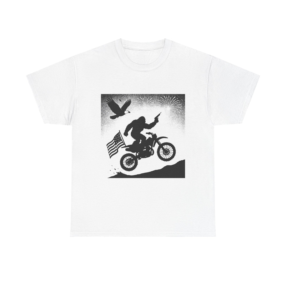 American Sasquatch Unisex Heavy Cotton Tee | Motorcycle Tee, Patriotic Clothing