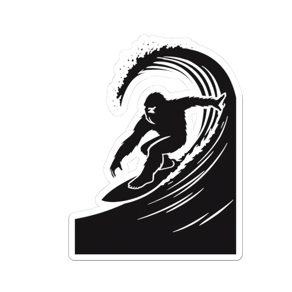 Surfing Sasquatch Kiss-Cut Stickers