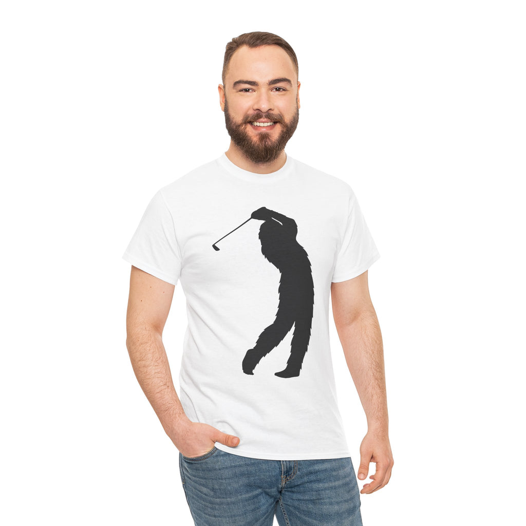 Sasquatch Golf Swing Silhouette Unisex Heavy Cotton Tee, Perfect for Golfers, Sports Lovers, Casual Wear, Gift for Him/Her, Everyday Comfort