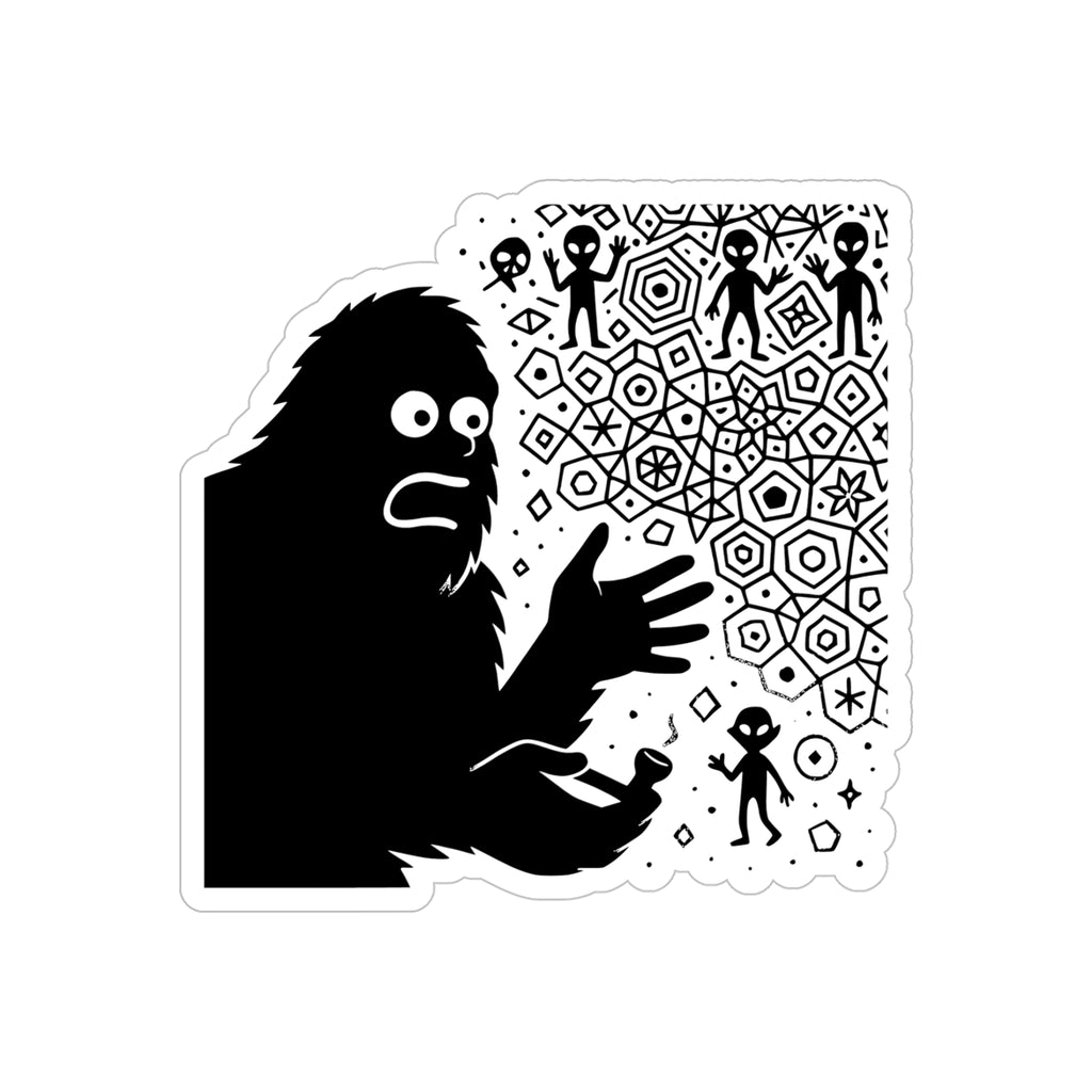 Bigfoot Spirt Molecule Transparent Die-Cut Stickers, Fun Car Decal, Outdoor Adventure Stickers, Quirky Home Décor
