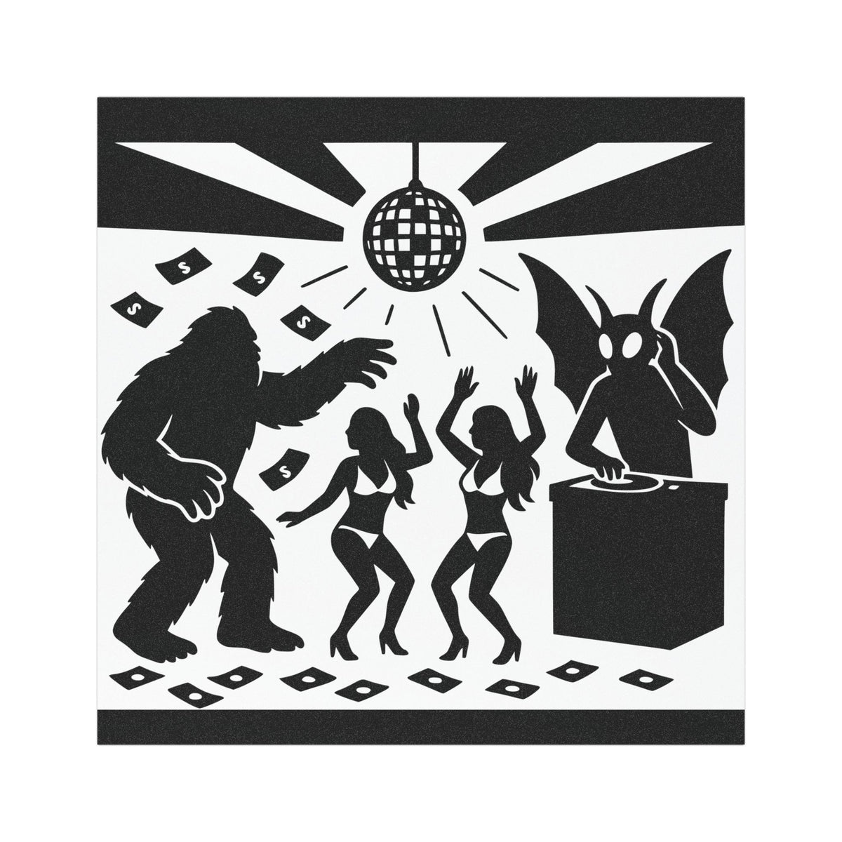 Bigfoot and Mothman In The Club Car Magnet, Funny Car Decor, Cryptid Lover Gift, Unique Auto Accessory, Dance Party Magnet