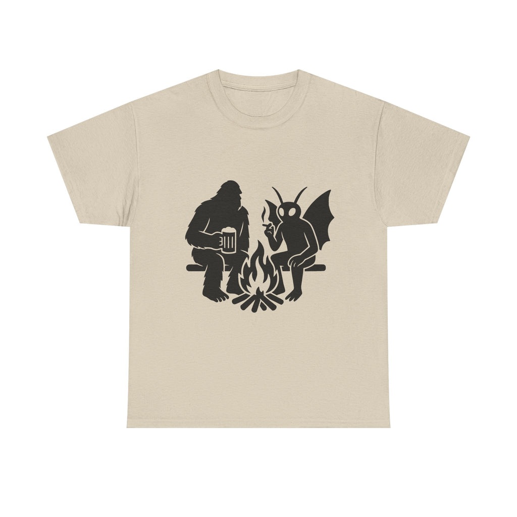 Sasquatch Mothman Campfire Tee - Perfect for Cryptid Enthusiasts