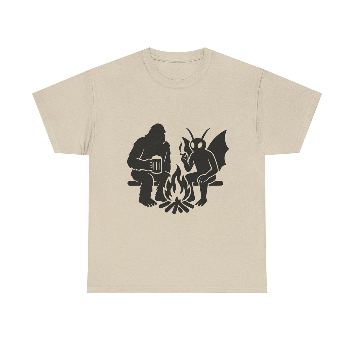 Sasquatch Mothman Campfire Tee - Perfect for Cryptid Enthusiasts