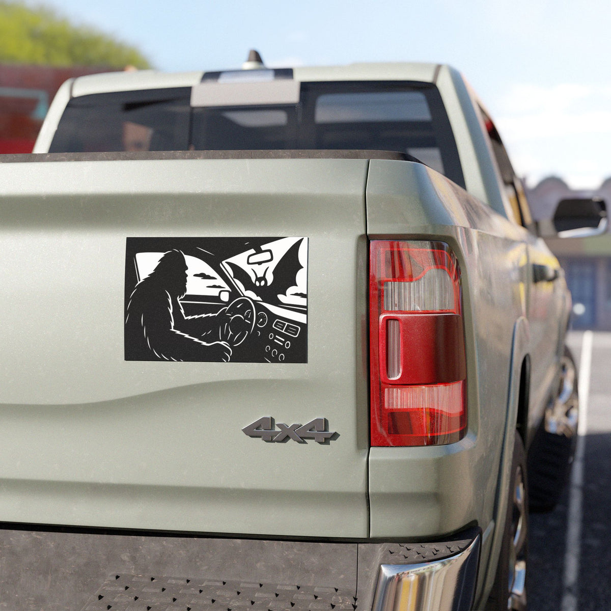 Bigfoot Mothman Driving Encounter Car Magnet, Sasquatch Mothman Decor for Vehicles, Unique Auto Accessories, Halloween Gift, Cryptid Lovers