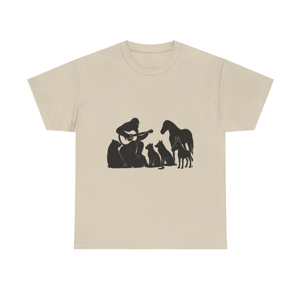 Sasquatch Serenade Tee | Animal Lover Shirt, Gift for Musicians, Pet Owner Apparel, Unisex Cotton Tee, Cryptids, Nature