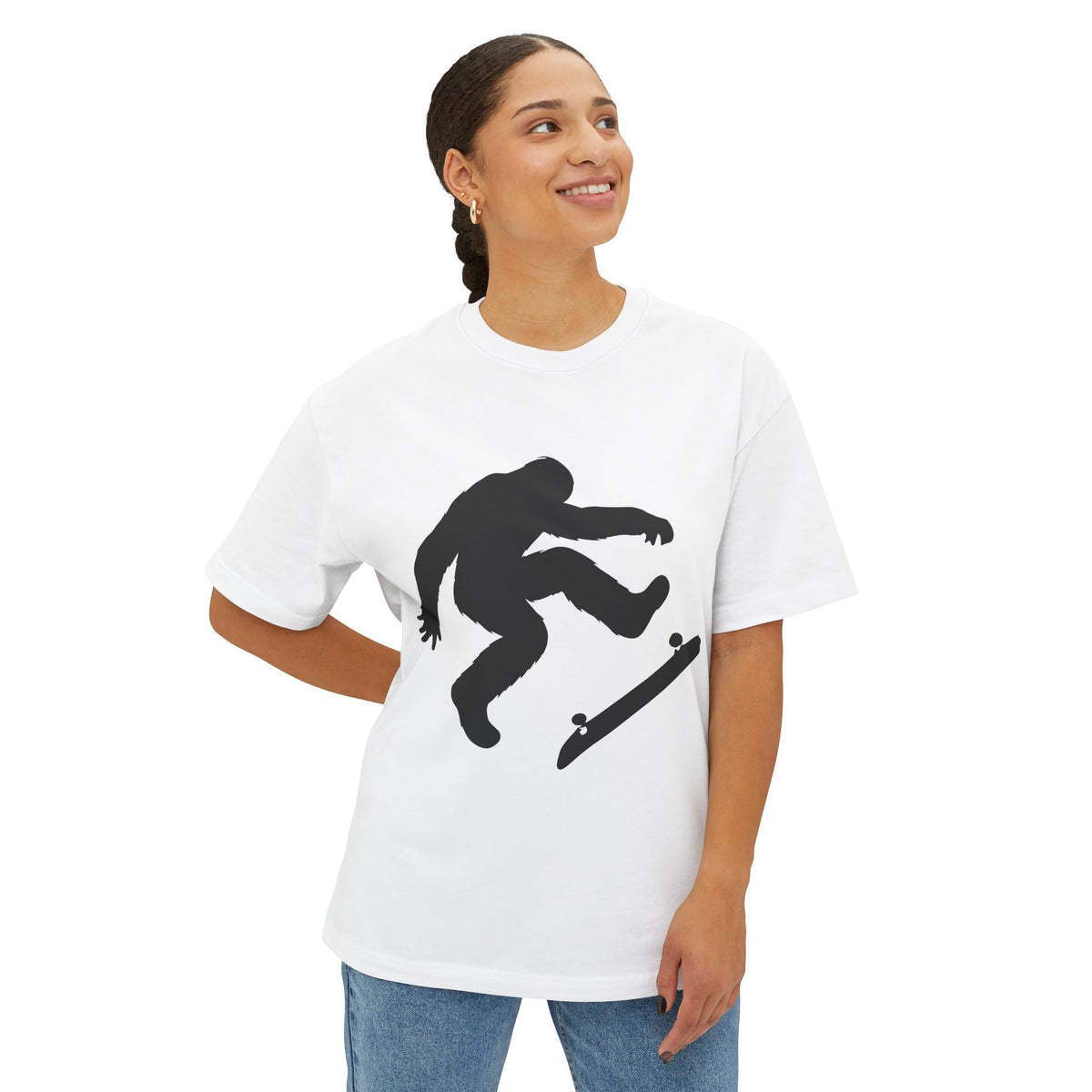 Bigfoot Skating, Sasquatch Treflip, Trendy Skateboarding Tee, Casual Unisex T-Shirt, Oversized Graphic Tee, Streetwear For Skateboarders