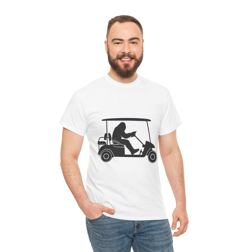 Bigfoot Golf Cart Fun Unisex Tee, Humor Tee, Golf Lover Shirt, Gift for Golfers, Relaxed Casual Wear