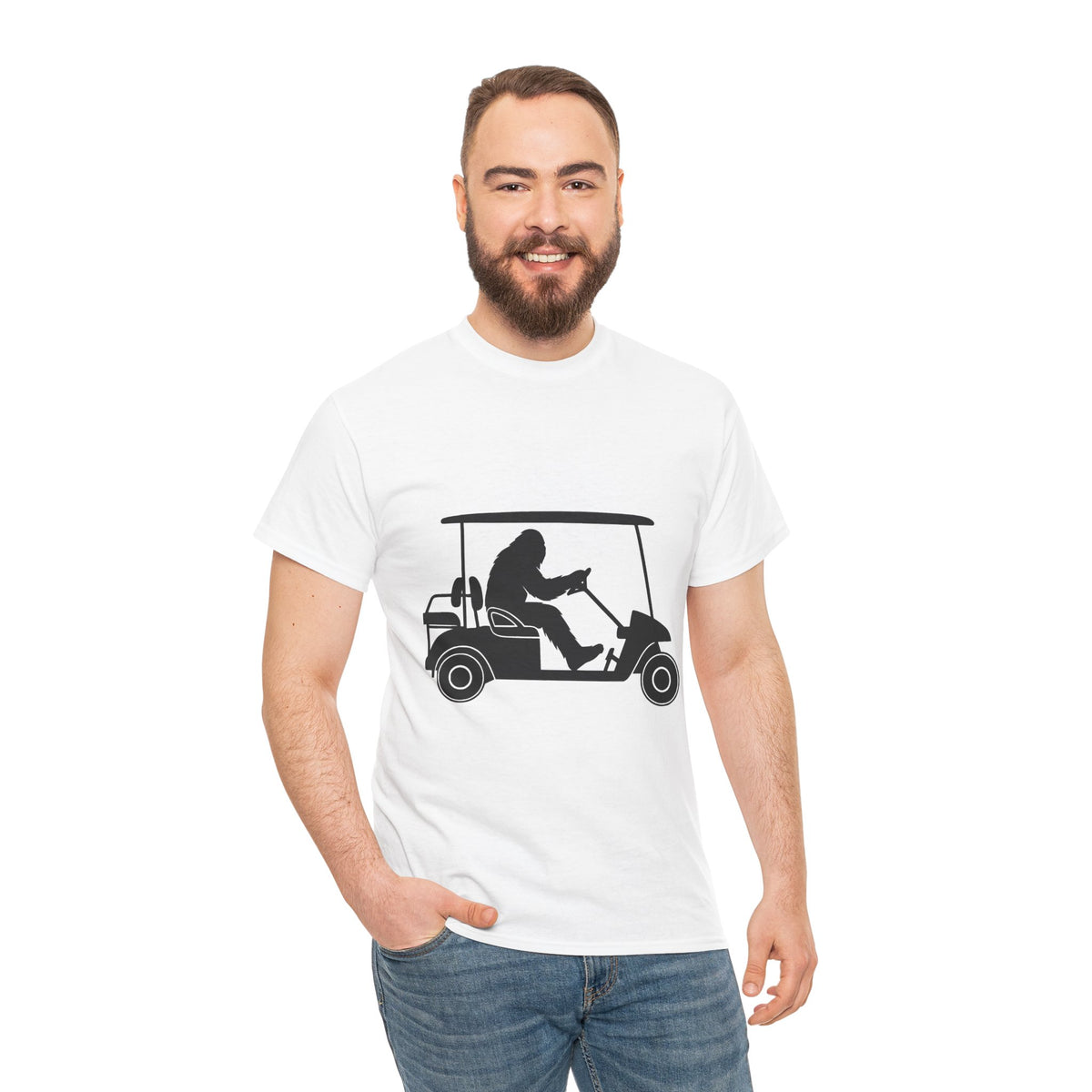 Bigfoot Golf Cart Fun Unisex Tee, Humor Tee, Golf Lover Shirt, Gift for Golfers, Relaxed Casual Wear