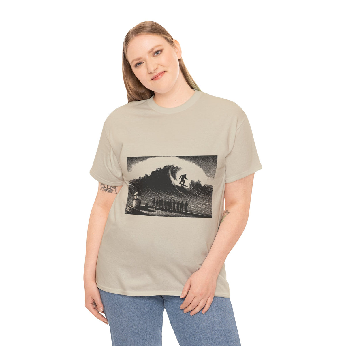 Sasquatch Nazaré Big Wave Surf Unisex Heavy Cotton Tee