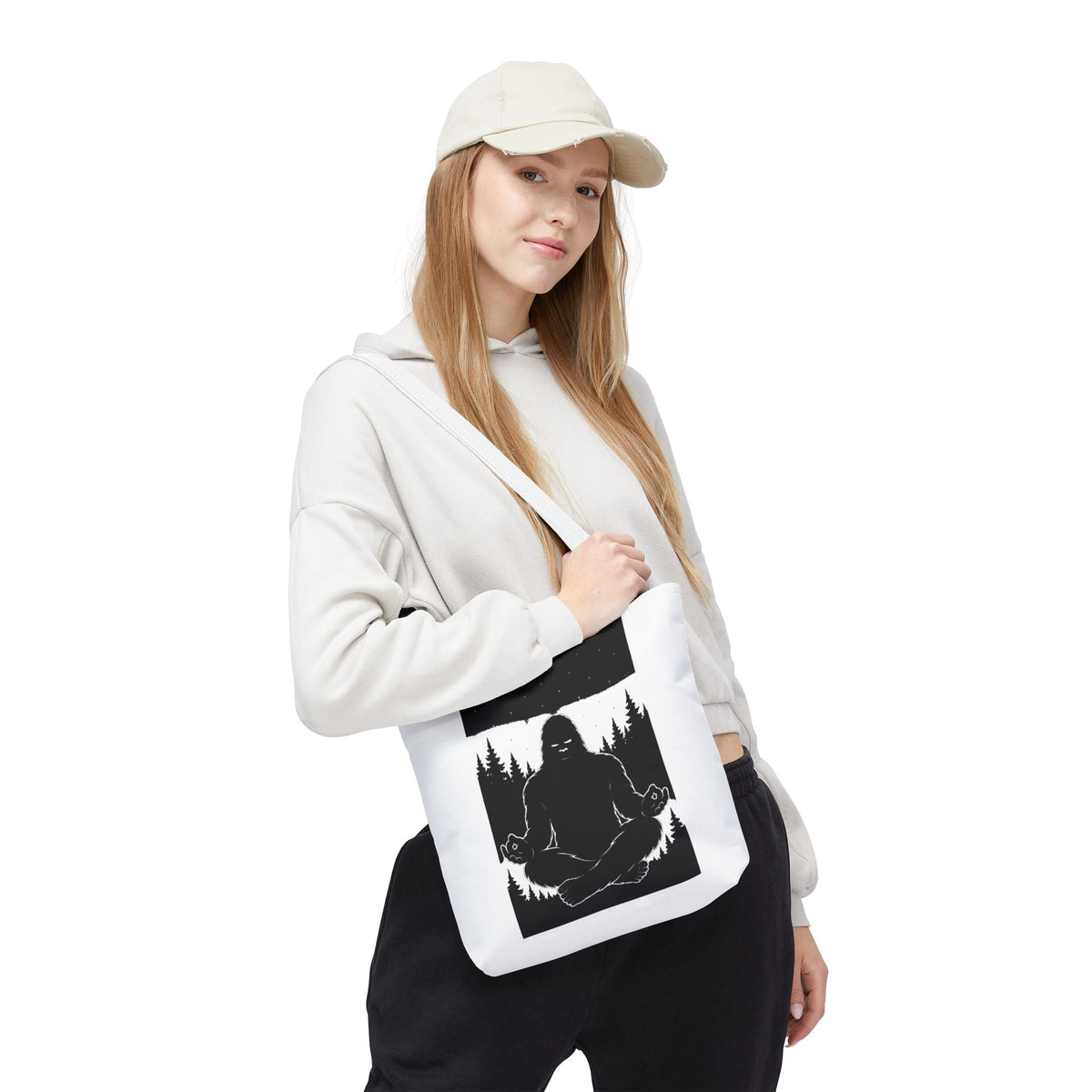 Mystical Sasquatch Tote Bag, Outdoor Adventure, Eco-Friendly Sac, Gift for Nature Lovers, Yoga Enthusiasts, Unique Design