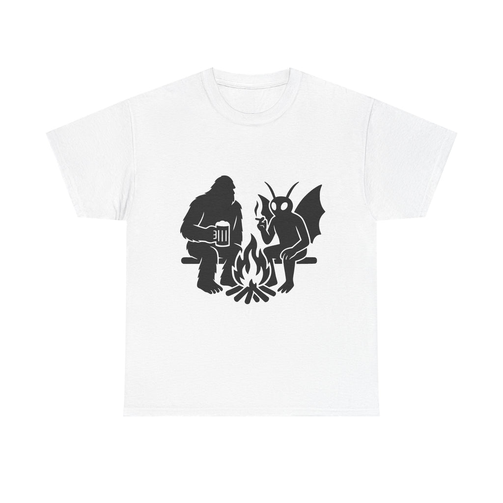 Sasquatch Mothman Campfire Tee - Perfect for Cryptid Enthusiasts